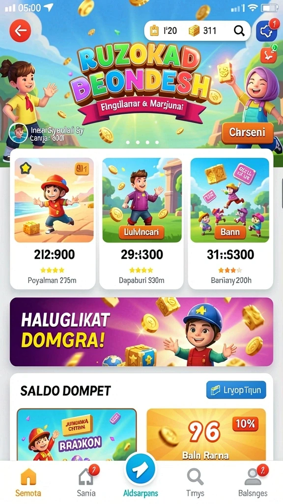 Pengaturan level yang menantang dan seru.