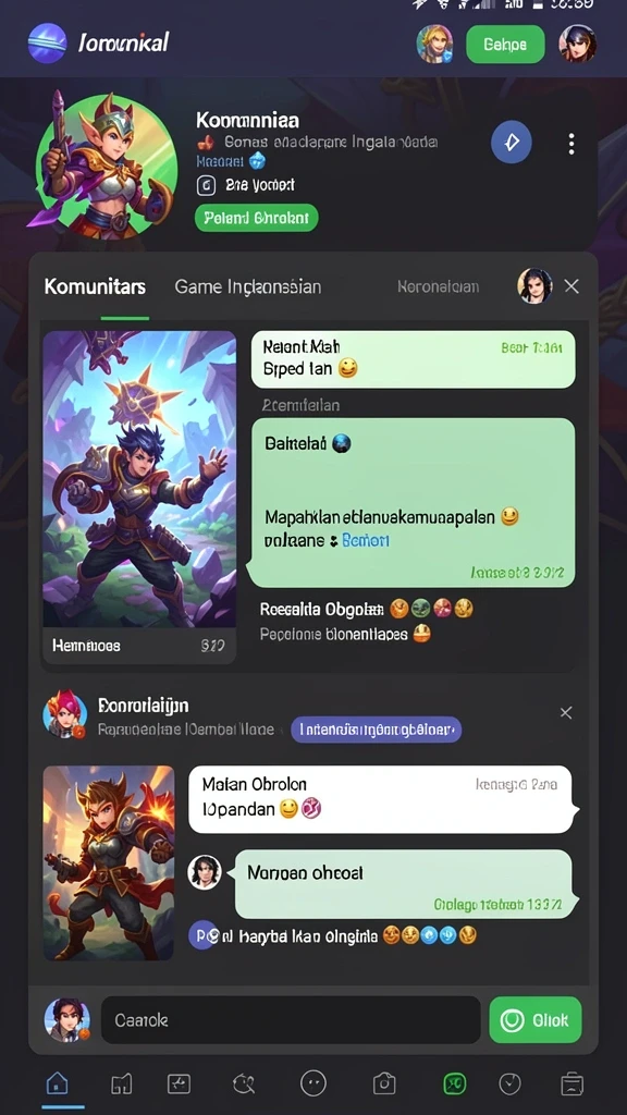 Fitur komunitas memungkinkan interaksi antar pemain dengan mudah.