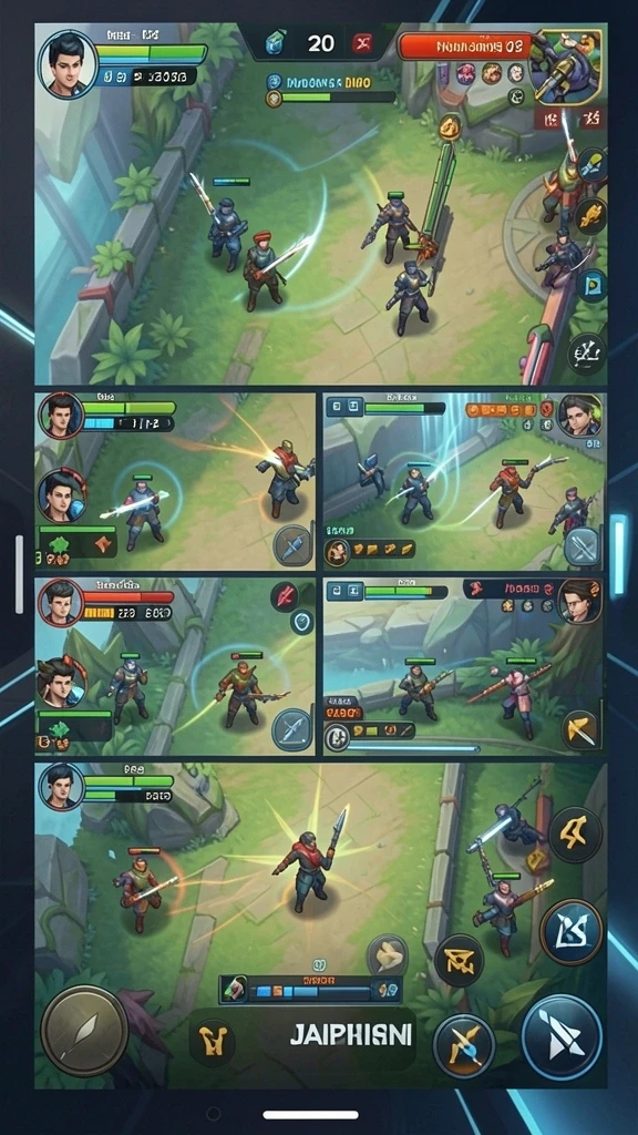 Tampilan utama dengan karakter dan level bermain.